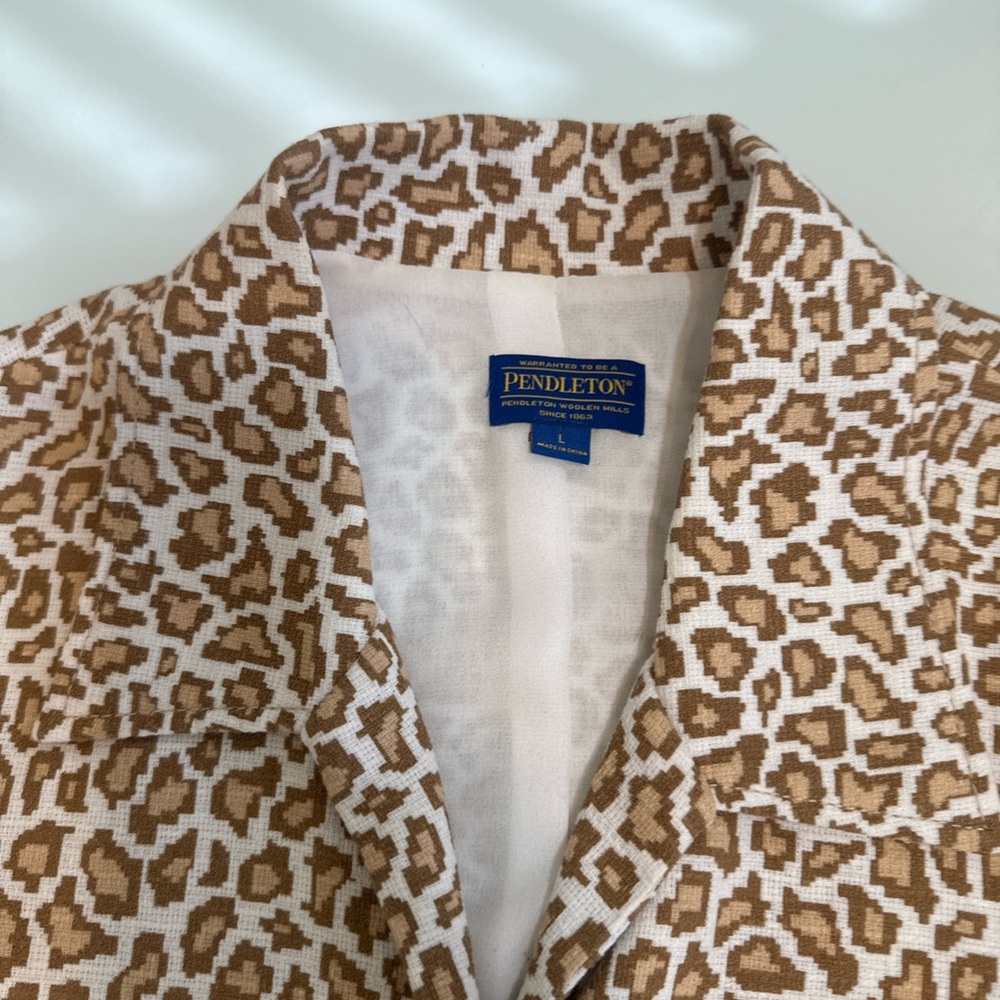 Pendleton Brown White Pattern Blazer Shirt L Larg… - image 3